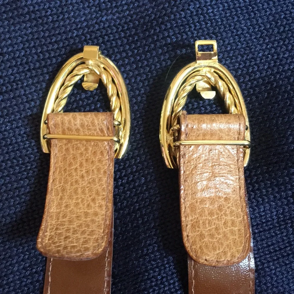 Genuine Ostrich leather belt with gold ton…